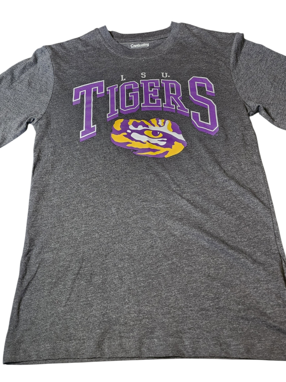 LSU Tigers Men's Short Sleeve Gray Graphic Tee From Captivating